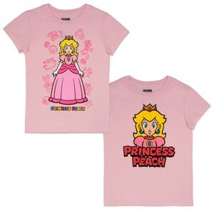 Nintendo Official Princess Peach Little Girls Size 6 Short Sleeve T Shirt 2 PACK